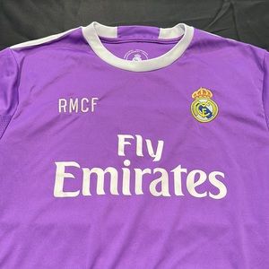 Ronaldo Real Madrid purple jersey men’s XL bought in Spain before a game.